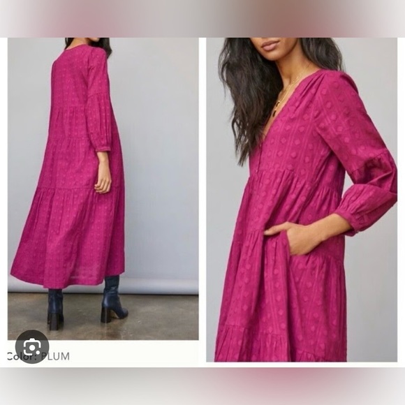 Anthropologie Viola Elegant Midi Dress size Medium- BURGUNDY/ PLUM - Picture 1 of 9